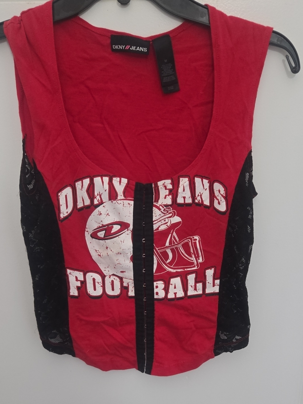 DKNY Jeans Red Tank with Black Tag Detail
